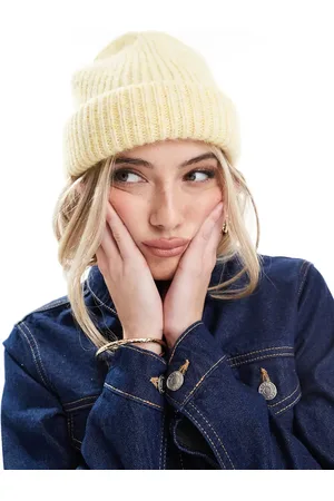 ASOS Gorro de canalé de lana de -Blanco
