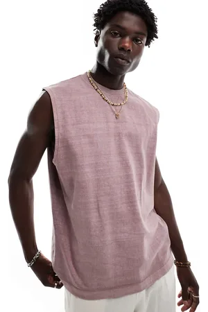 ASOS Camiseta rosa lavado extragrande sin mangas de tejido grueso de 220 g/m2 de -Marrón