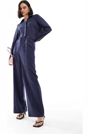 Extro & Vert Pantalones de sastre de pernera ancha y talle alto con raya diplomática de (parte de un conjunto)