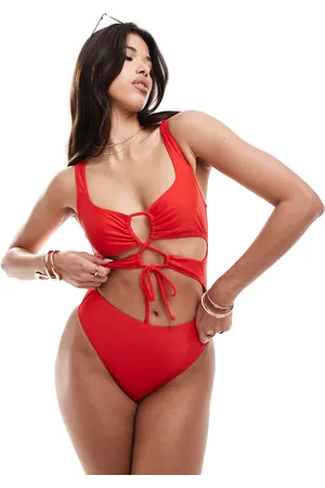 South Beach Bañador con abertura y lazadas en la parte delantera Essentials de