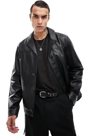 ASOS Chaqueta negra de cuero auténtico premium de