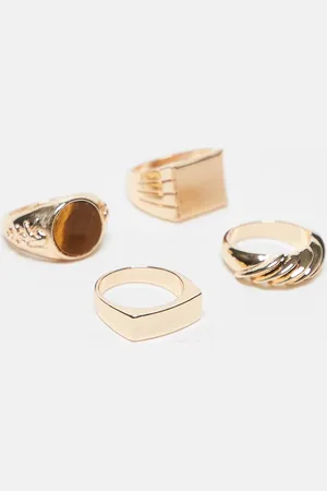 ASOS Pack de 4 anillos dorados de