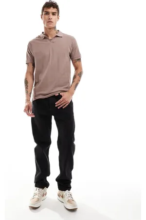 Threadbare Polo color topo con cuello de solapas de punto de -Beis neutro