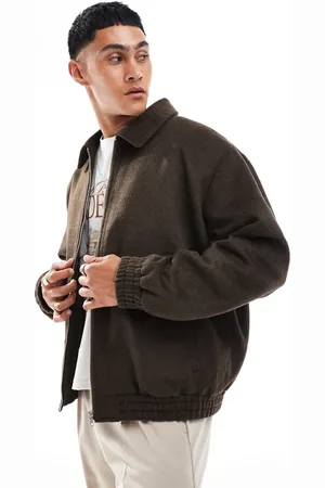 ASOS Chaqueta Harrington extragrande de tejido efecto lana de