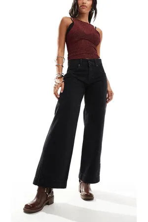 Free People Vaqueros negros de pernera ancha holgada Benji de