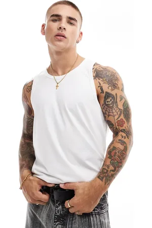 New Look Camiseta blanca sin mangas de punto liso de