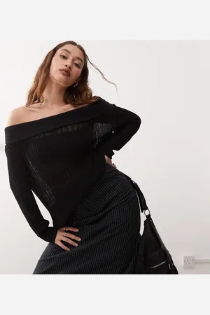 Weekday Jersey con escote Bardot de punto ligero Lori exclusivo en ASOS de