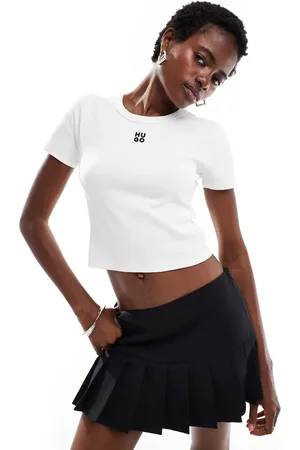 HUGO BOSS Camiseta corta blanca con diseño encogido de