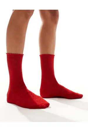 Pieces® Calcetines rojos efecto purpurina de