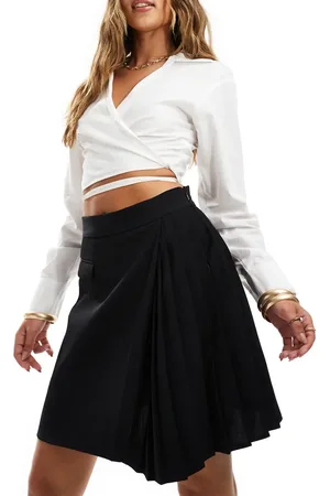 French Connection Minifalda negra plisada Harrie de