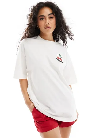 Hugo Blue Camiseta blanca extragrande con estampado gráfico de
