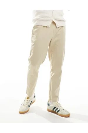 Another Influence Pantalones beis de corte tapered de mezcla de lino de -Beis