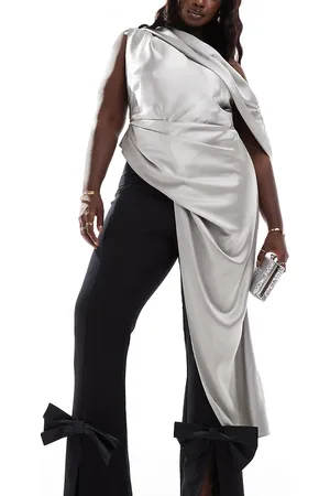 ASOS Pantalones de sastre negros con lazo de satén de Curve (parte de un conjunto)