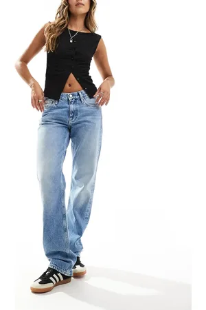 Calvin Klein Vaqueros con lavado claro de pernera recta y talle bajo de -Azul
