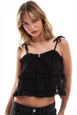 ASOS Top de tirantes con volantes de chifón de