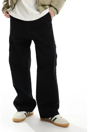 JACK & JONES Pantalones cargo negros de corte ancho Evan de