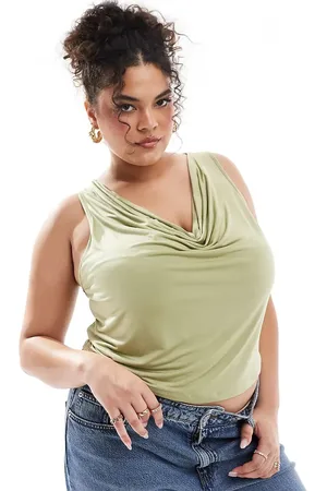 ASOS Top ceñido sin mangas con cuello desbocado de ASOS DESIGN Curve-Verde