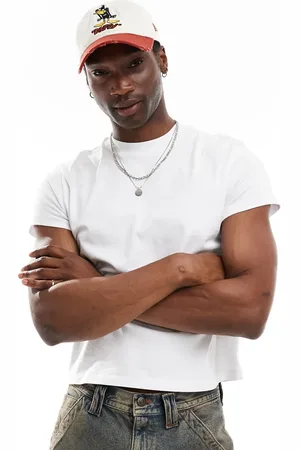 Reclaimed Camiseta corta blanca de corte cuadrado slim de