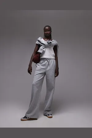 Topshop Joggers gris jaspeado de pernera recta de