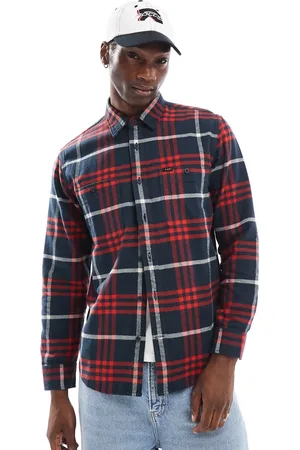 Lee Sobrecamisa a cuadros rojos y holgada de estilo worker de franela de