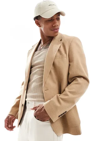 ASOS Americana color de corte slim de franela de -Beis neutro