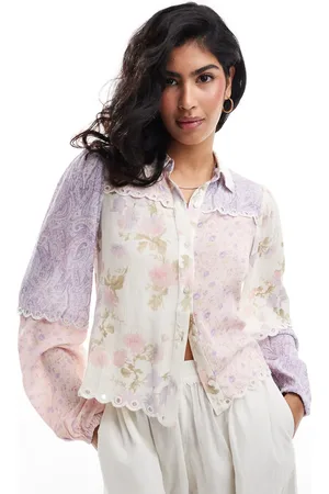 Miss Selfridge Camisa estilo wéstern con estampado variado de tejido rugoso de