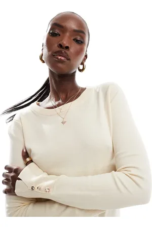 River Island Top color de punto fino de -Blanco