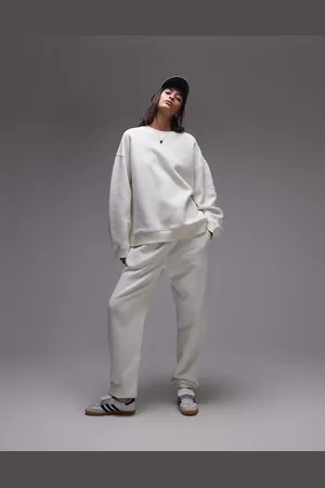 Topshop Joggers color con bajos ajustados de (parte de un conjunto)-Blanco