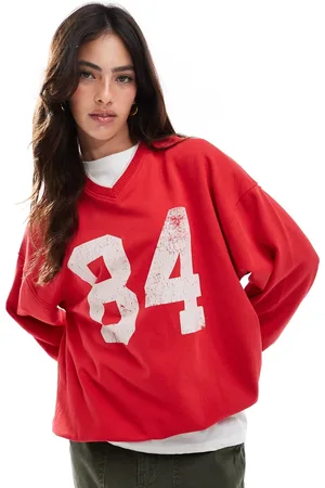 Cotton On Sudadera roja clásica con cuello redondo y estampado gráfico de Cotton On-Rojo