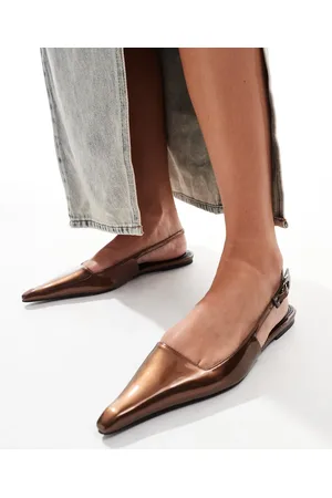 ASOS Bailarinas color cobre con correa talonera Leash de -Marrón