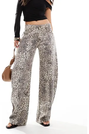 Lioness Vaqueros de pernera barrel con estampado de leopardo de -Multicolor