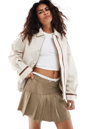 Lioness Chaqueta bomber con detalle de solapas y ribete de tejido efecto cuero de - neutro