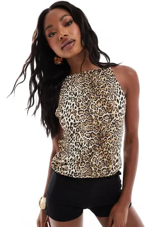 ASOS Top ceñido de tirantes de estilo años 90 con cuello barco y estampado de de -Multicolor