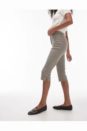 Topshop Pantalones capri a cuadros de colores clásicos de bengalina de