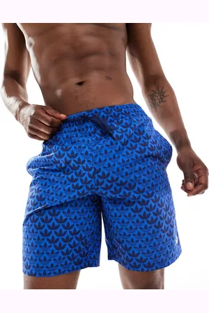 adidas Shorts de baño azules con monograma de