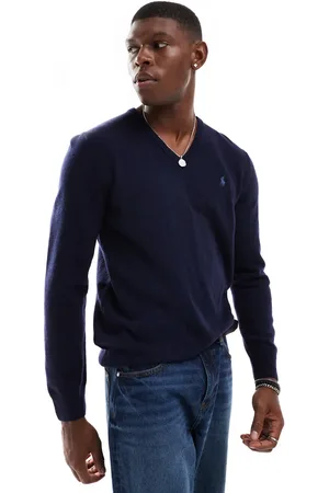 Ralph Lauren Jersey con cuello de pico y logo de punto grueso de algodón de