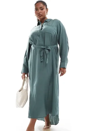 VERO MODA Vestido camisero midi de -Verde