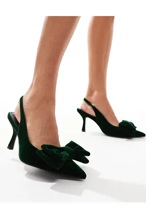 ASOS Zapatos negros de tacón medio con detalle de lazo Sapphire de -Verde