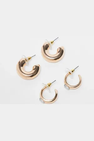 Kaiia Pack de 2 pendientes de aro dorados de