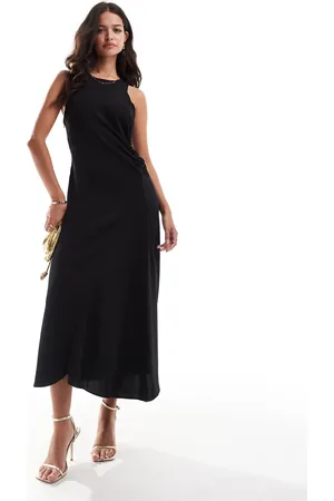 MANGO Vestido midi sin mangas con lateral ceñido de