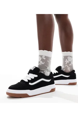 Vans Zapatillas de deporte negras y blancas de ante con suela gruesa con detalles de goma Hylane de