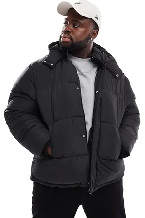 ASOS Chaqueta de plumas negra con capucha de quita y pon de