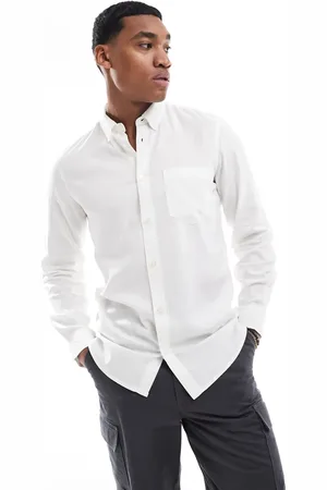 French Connection Camisa blanca de manga larga de lino de French Connection