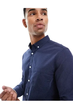 ASOS Camisa de corte slim con botones y diseño de lunares de