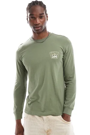 Lee Camiseta verde de manga larga de estilo worker con estampado trasero del logo Union Alls de