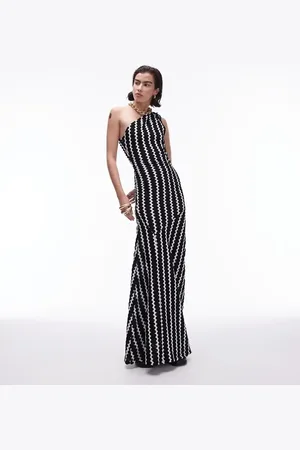 Topshop Vestido midi asimétrico con lateral fruncido de croché de -Multicolor