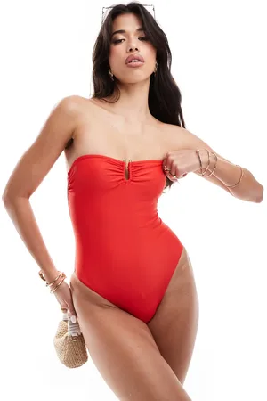 South Beach Bañador con escote palabra de honor y detalle rígido en forma de U Essentials de