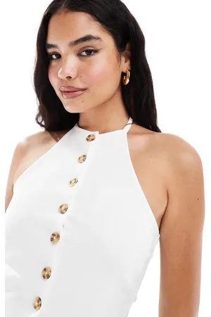 ASOS Chaleco abotonado con cuello halter de canalé de