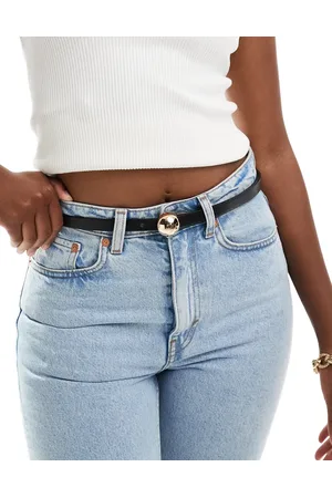 ASOS Cinturón para cintura y cadera estrecho con hebilla abombada de