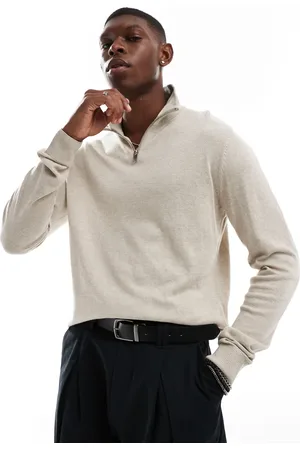 JACK & JONES Jersey beis con media cremallera de punto de -Beis neutro